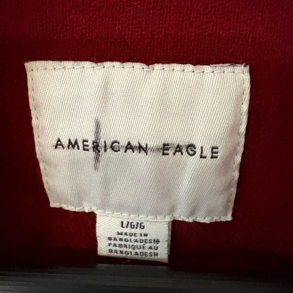 American Eagle Maroon Snap Button Heavy Flannel Overshirt Jacket | Size L - Picture 3 of 5